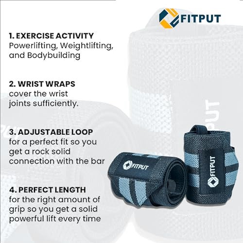 FITPUT Premium Wrist Band for Men Gym (2 PCS,18 Inch) – Wrist Support for gym & Wrist Straps for Men Workout | Gym Wristband, Hand Grip forgym, and Wrist Straps for GymEssentials - Image 5