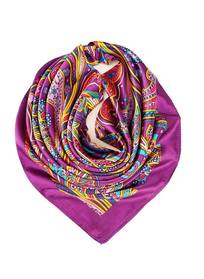 YOUR SMILE - Polyester Scarf Women’S Fashion Pattern Large Square Satin Headscarf Headdress 35''X35'' (Style 506) - Image 1