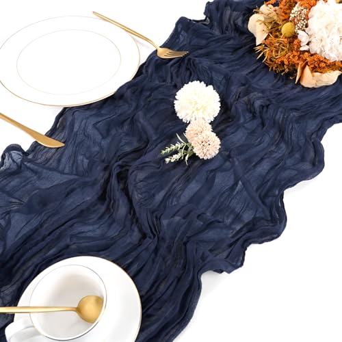 Beautane 10 Pack Navy Blue Cheesecloth Table Runner 17x108 Inch Boho Gauze Cheese Cloth Table Runners for Wedding Party Baby Shower Birthday Home Decor - Image 4