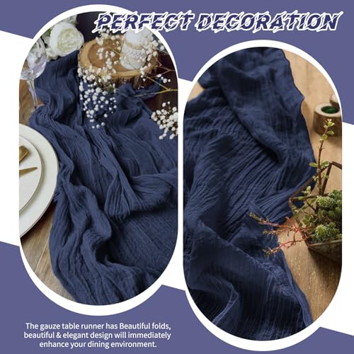 Beautane 10 Pack Navy Blue Cheesecloth Table Runner 17x108 Inch Boho Gauze Cheese Cloth Table Runners for Wedding Party Baby Shower Birthday Home Decor - Image 5