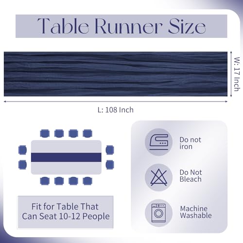 Beautane 10 Pack Navy Blue Cheesecloth Table Runner 17x108 Inch Boho Gauze Cheese Cloth Table Runners for Wedding Party Baby Shower Birthday Home Decor - Image 3