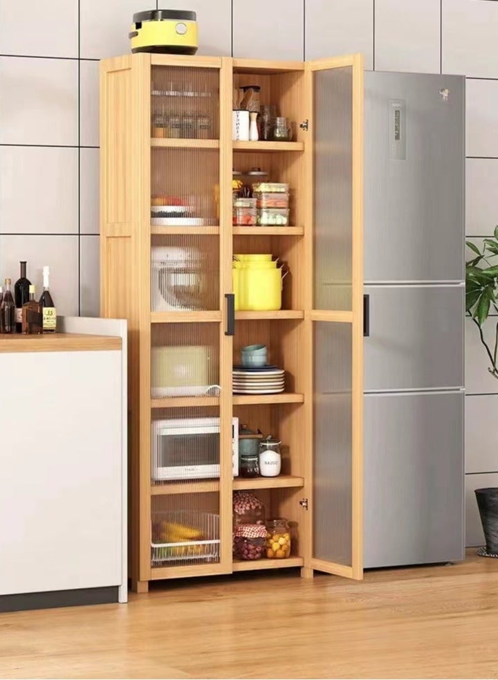 Kitchen Storage Cabinet, Multifunctional Sideboard Storage Cabinet, Independent Food Storage Cabinet, Equipped with Shelves and Closed Cabinet Doors, Suitable for Living Rooms, Kitchens, and Entrances (60 * 31 * 190cm) - Image 1