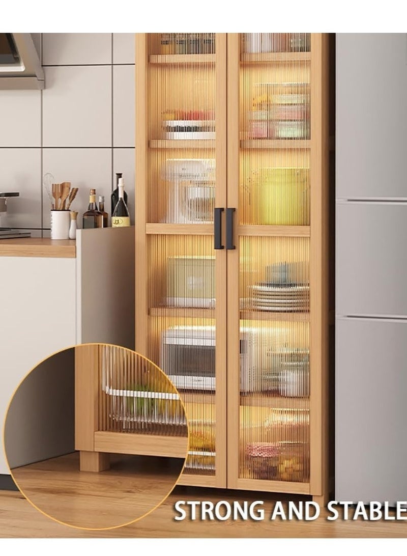 Kitchen Storage Cabinet, Multifunctional Sideboard Storage Cabinet, Independent Food Storage Cabinet, Equipped with Shelves and Closed Cabinet Doors, Suitable for Living Rooms, Kitchens, and Entrances (60 * 31 * 190cm) - Image 5