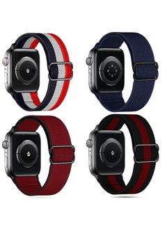 O Ozone [Pack 4] Stretchy Nylon Sport Bands For Apple Watch Series 10 | Ultra 2 | 8 Ultra | 9 | 8 | 7 | 6 , 49/46/45/44/42mm Adjustable Braided Sport Elastic Wristband  - Image 1