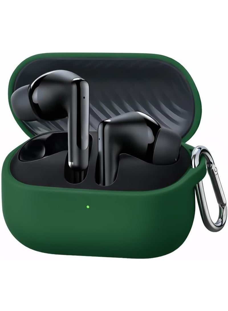 غطاء حماية سيليكوني مقاوم للصدمات لسماعات الأذن اللاسلكية مع حلقة تعليق، ومؤشر LED أمامي مرئي لسماعات Oraimo SpaceBuds Neo+ OTW-323P True (أخضر)