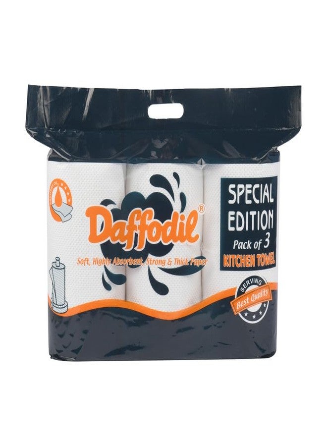 DAFFODIL 4 Ply Kitchen Towels -Pack of 3 Rolls (70 Pulls per Roll, 210 Sheets Total) Ultra-Absorbent Kitchen Roll, Ideal for Heavy Duty Cleaning, Durable Kitchen Towel Roll - Image 2