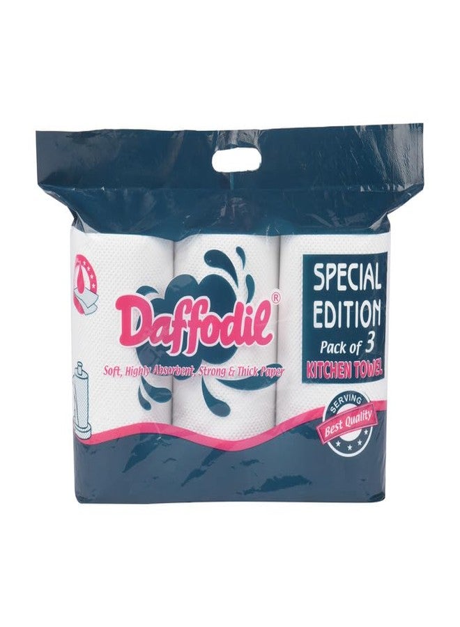 DAFFODIL 4 Ply Kitchen Towels -Pack of 3 Rolls (70 Pulls per Roll, 210 Sheets Total) Ultra-Absorbent Kitchen Roll, Ideal for Heavy Duty Cleaning, Durable Kitchen Towel Roll - Image 5