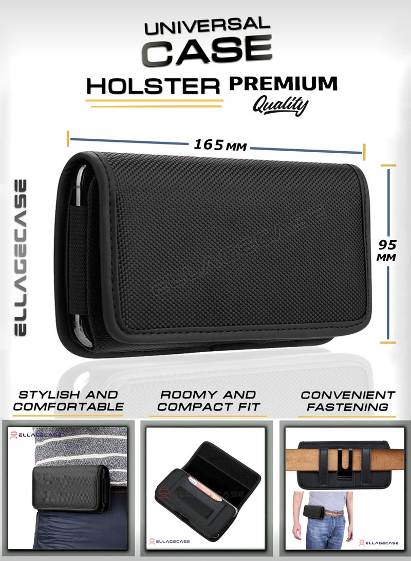 ELLAGECASE Horizontal Universal Holster (XL Size) – Premium Quality, Stylish & Comfortable, Compact Yet Roomy Fit, Convenient Fastening, Card Slot with Digital Protection - Image 1
