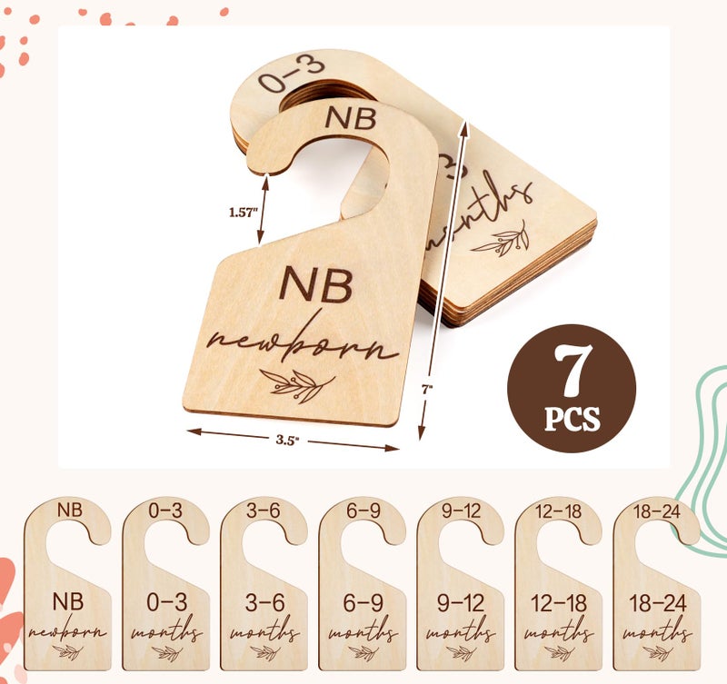 HOUISM Beautiful Baby Closet Dividers for Clothes Organizer - Wooden Double-Sided Gender Neutral Size Dividers from Newborn to 24M for Nursery Decor & Organization Baby Party Gift Set - Image 3