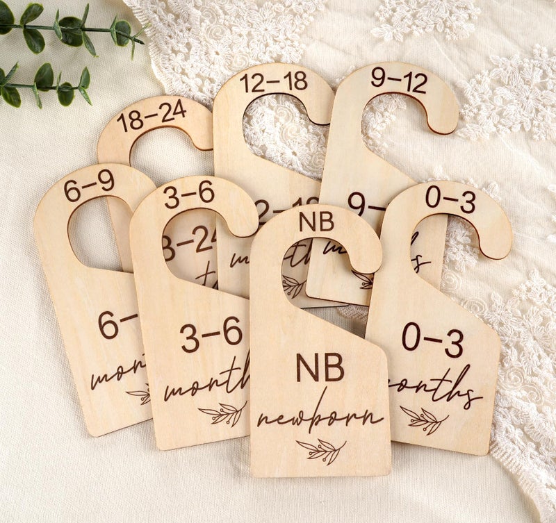 HOUISM Beautiful Baby Closet Dividers for Clothes Organizer - Wooden Double-Sided Gender Neutral Size Dividers from Newborn to 24M for Nursery Decor & Organization Baby Party Gift Set - Image 1