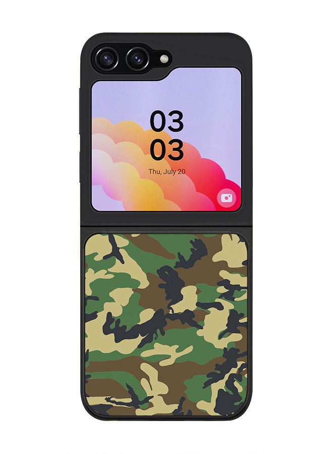 Stylizedd Rugged Black edge case for Samsung Galaxy Z Flip5, Slim fit Soft Case Flexible Rubber Edges Anti Drop TPU Gel Thin Cover -  Jungle Camo - Image 1