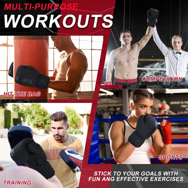 Valchiria Boxing Gloves for Men Women, Sparring Training Punching MMA Kickboxing Boxing Gloves, Heavy Bag Workout Gloves for Boxing, Kickboxing, Muay Thai, MMA (All Black, 14 oz) - Image 5
