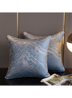 Deluxe High Density Jacquard Cushion Cover Set 18x18 Inch, Home Decorative Blue Throw Pillow Cases, Set of 2 Cushion Covers, 45x45cm Square Cushion Case for Sofa Couch