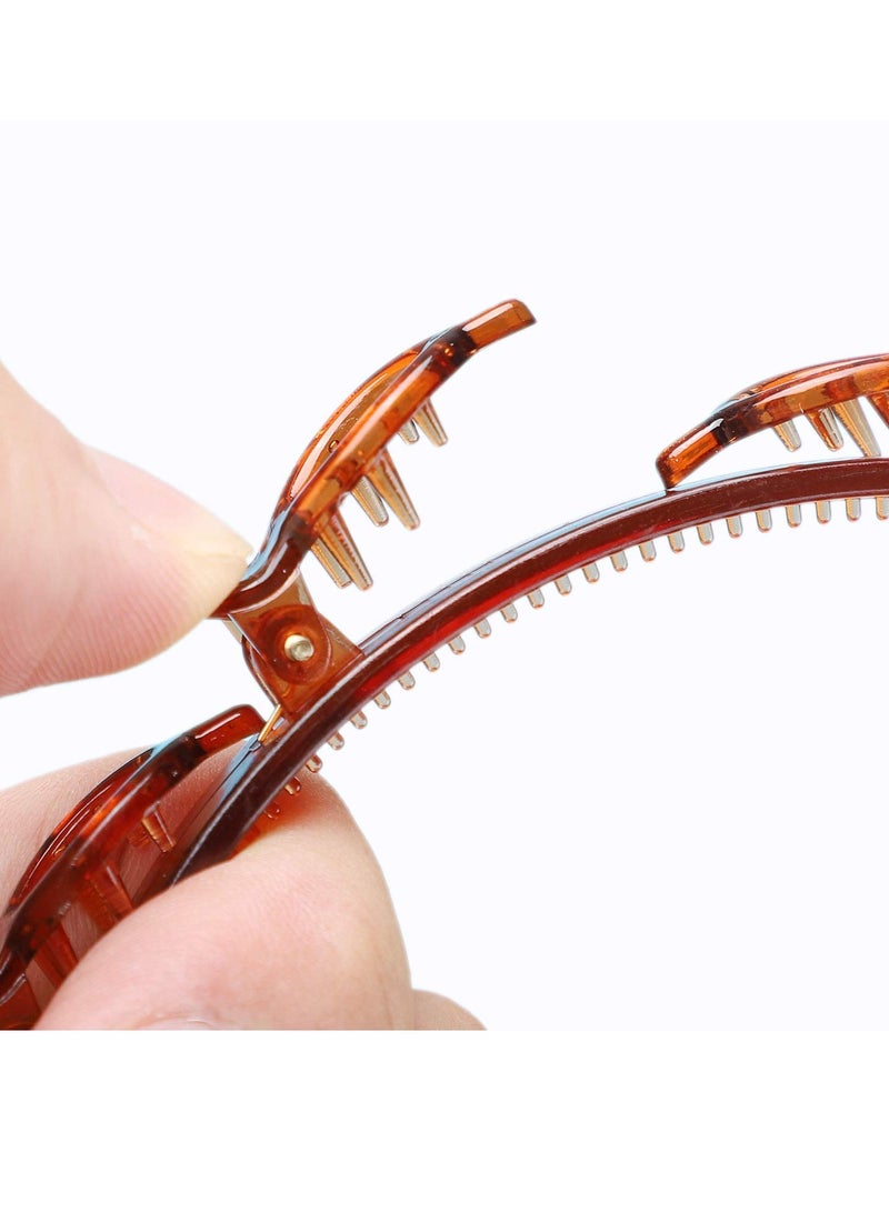 JASSINS 2 Pcs Bangs Hairstyle Hairpin Headband, Professional Weave Bangs Clip, Toothed Headband Braid Tool, Women Girls Fashion Hair Accessories (Black And Brown) - Image 4