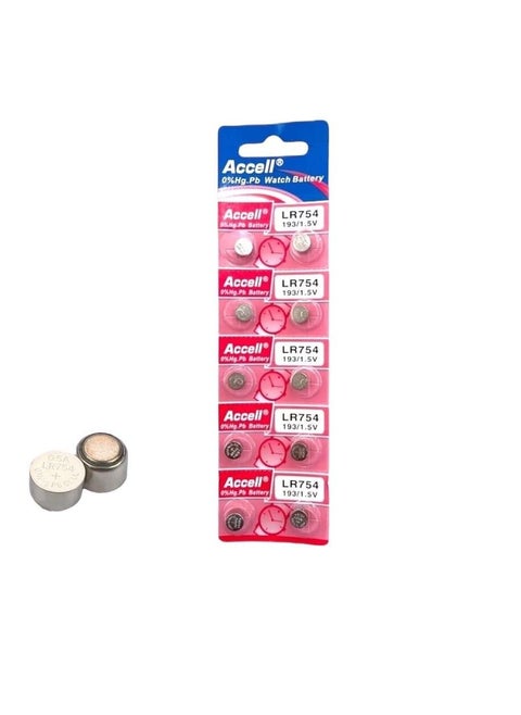 10-Pieces Accell AG5 LR754 (193) Alkaline 1.5V Batteries