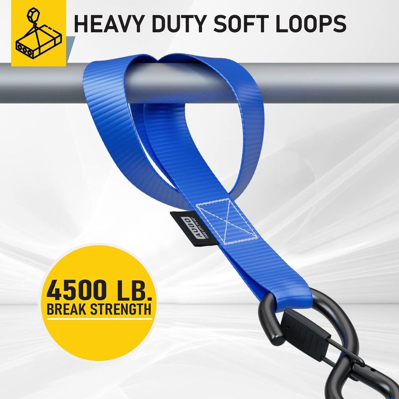 AUGO Soft Loop Tie Down Straps - 1,500 Load Capacity & 4,500 Lbs Breaking Strength - 6 Pack - Loops for Securing ATV, UTV, Motorcycles, Scooters, Dirt Bikes, Lawn & Garden Equipment - by AUGO - Image 2