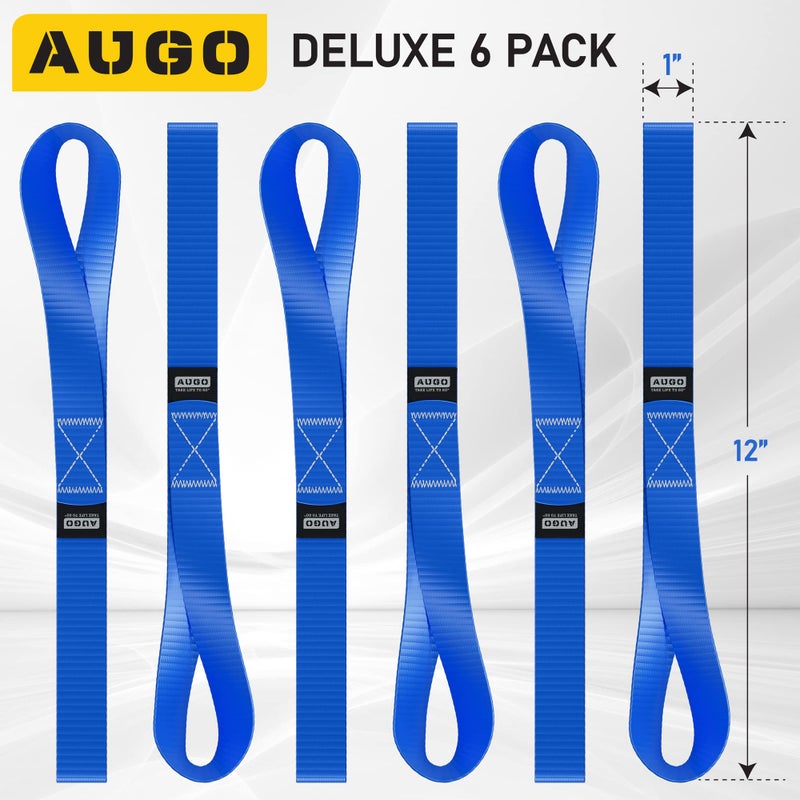 AUGO Soft Loop Tie Down Straps - 1,500 Load Capacity & 4,500 Lbs Breaking Strength - 6 Pack - Loops for Securing ATV, UTV, Motorcycles, Scooters, Dirt Bikes, Lawn & Garden Equipment - by AUGO - Image 4