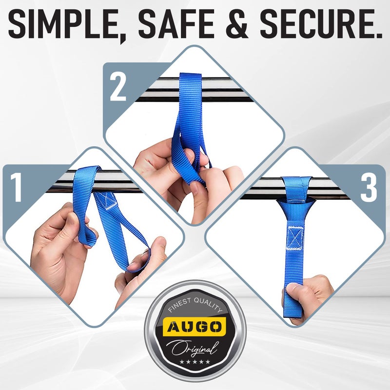 AUGO Soft Loop Tie Down Straps - 1,500 Load Capacity & 4,500 Lbs Breaking Strength - 6 Pack - Loops for Securing ATV, UTV, Motorcycles, Scooters, Dirt Bikes, Lawn & Garden Equipment - by AUGO - Image 3