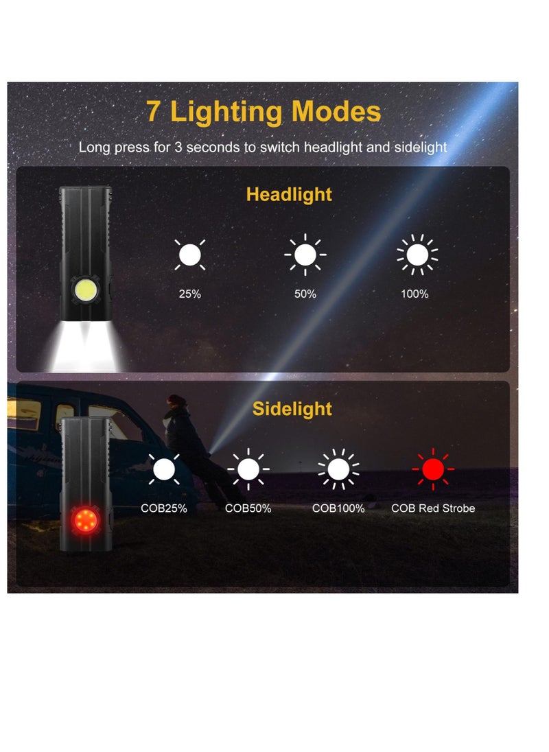 Excefore - Small Powerful Torch LED, Super Bright 1000LM LED Keychain Flashlight, Rechargeable 300 Meters IPX4 Small Powerful Pocket Torch, with 7 Light Modes & Magnetic Tail, for Camping and Emergency Use - Image 1