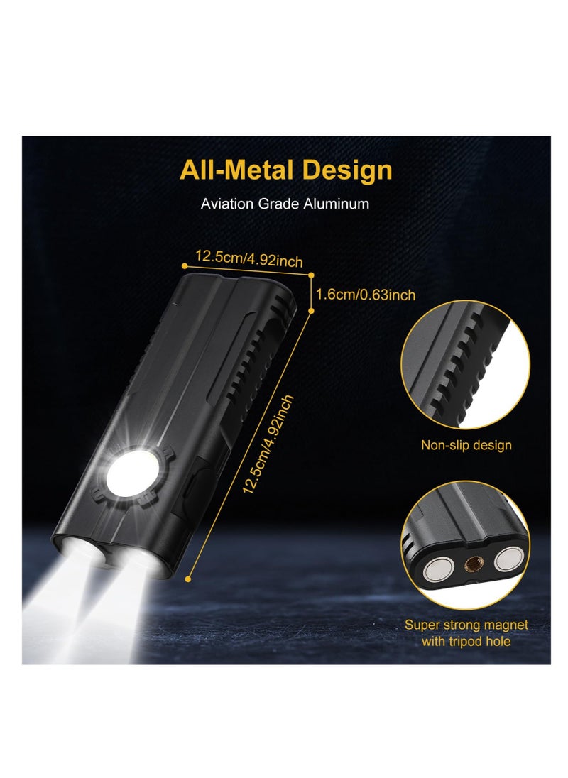 Excefore - Small Powerful Torch LED, Super Bright 1000LM LED Keychain Flashlight, Rechargeable 300 Meters IPX4 Small Powerful Pocket Torch, with 7 Light Modes & Magnetic Tail, for Camping and Emergency Use - Image 1