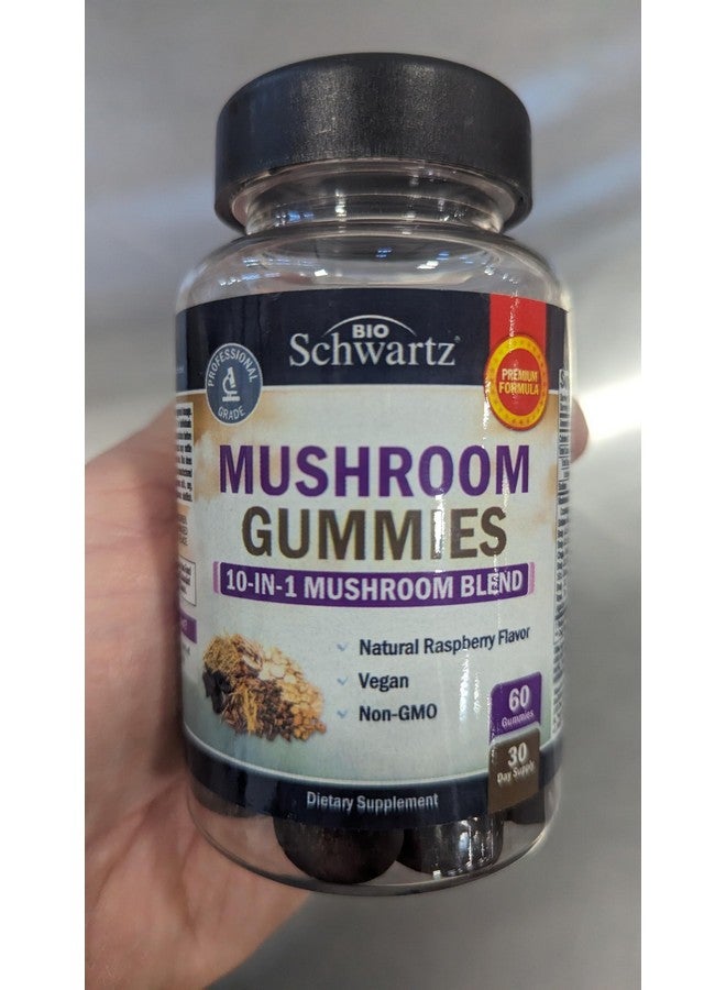 BioSchwartz جواهر الفطر للبالغين - مكمل فطر وظيفي 10 في 1 لتحسين المزاج والتركيز مع ليوينغ مان، ذيل الديك الرومي، كورديسيبس، شيتاكي، ريشى - نباتي، غير معدل وراثيًا، بنكهة التوت الطازج، 60 حبة - Image 5