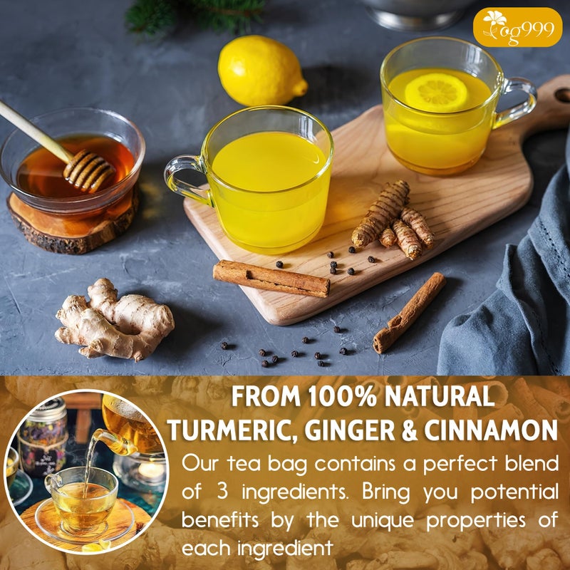 120 Bags Premium Turmeric Ginger Cinnamon Tea, Improve Digestion, Support Brain, Weight, Skin and Sleep, Eco-Conscious Tea Bags and Premium Natural Ingredients. Turmeric Ginger Herbal Tea. No Sugar, No Caffeine, No Gluten, Vegan. - Image 4
