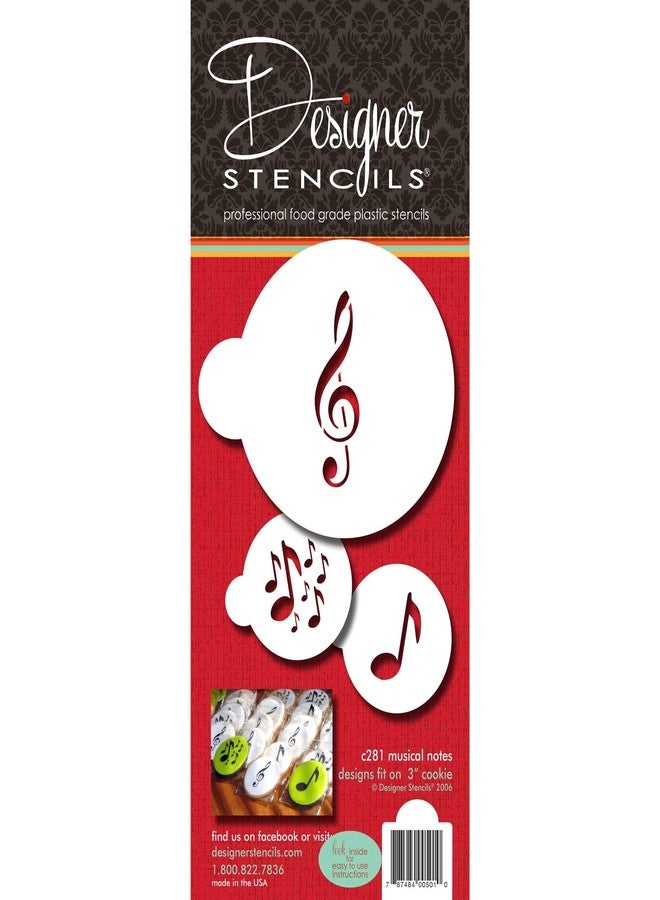 Designer Stencils Musical Cookies Stencil, Beige/Semi-Transparent - Image 1