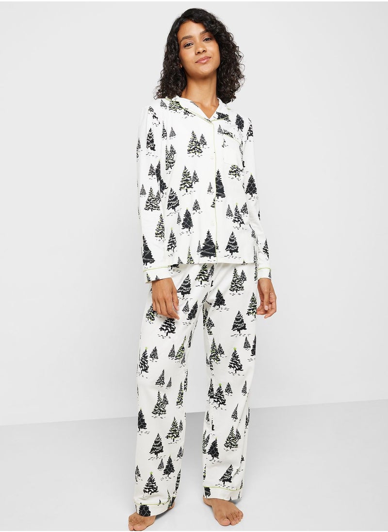 CHELSEA PEERS - Printed Shirt & Pyjama Set - Image 1