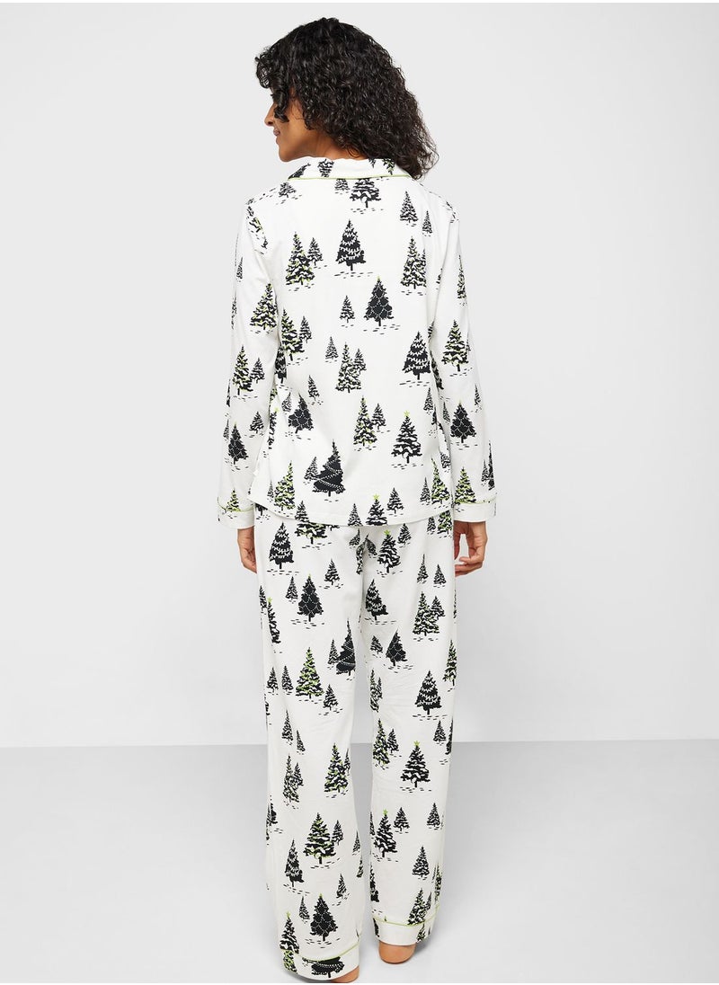 CHELSEA PEERS - Printed Shirt & Pyjama Set - Image 1