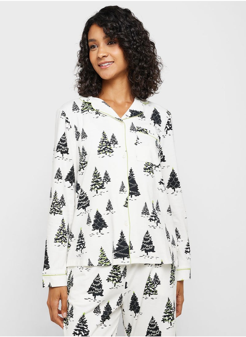 CHELSEA PEERS - Printed Shirt & Pyjama Set - Image 1