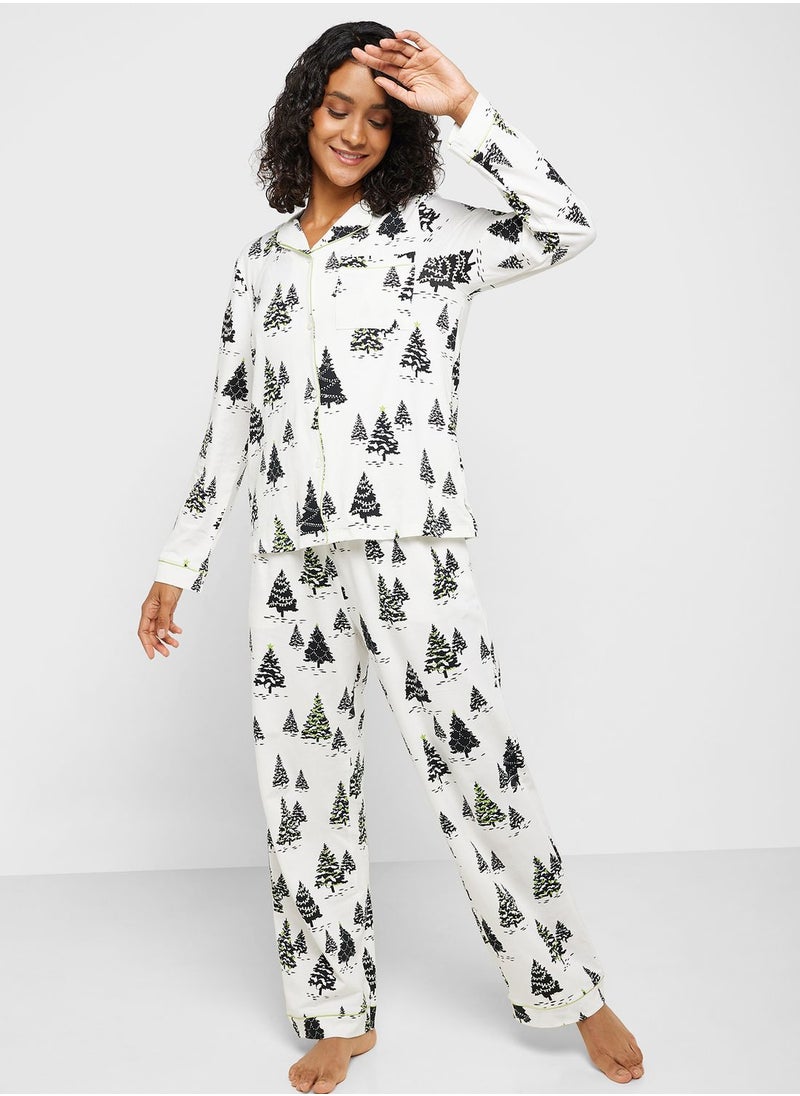 CHELSEA PEERS - Printed Shirt & Pyjama Set - Image 1