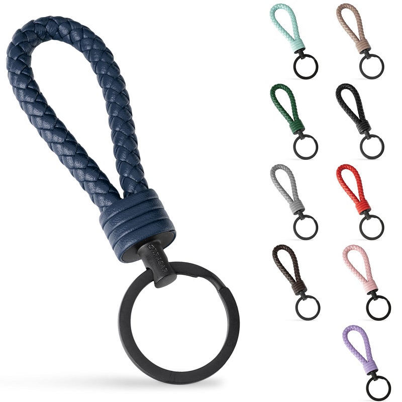 SERASAR Leather Keychain Stainless Steel Key Ring Additional Rings Small Keys Ideal Cars Motorcycles Bicycles House Gift Box Men Women - Image 2