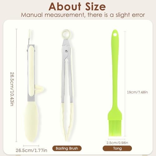 TecoKart® 2 Pcs Silicone Tongs for Kitchen Includes Food Clip and Barbecue Brush - Tongs for Kitchen for Frying with Heat-Resistant Silicone Grip, Ideal for Cooking or Serving Tongs for Snacks - Image 2
