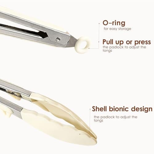 TecoKart® 2 Pcs Silicone Tongs for Kitchen Includes Food Clip and Barbecue Brush - Tongs for Kitchen for Frying with Heat-Resistant Silicone Grip, Ideal for Cooking or Serving Tongs for Snacks - Image 3