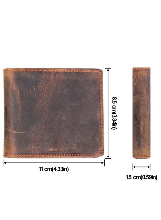 HRS Men's RFID Blocking Vintage Italian Genuine Leather Slim Bifold Wallet Handmade - Image 2