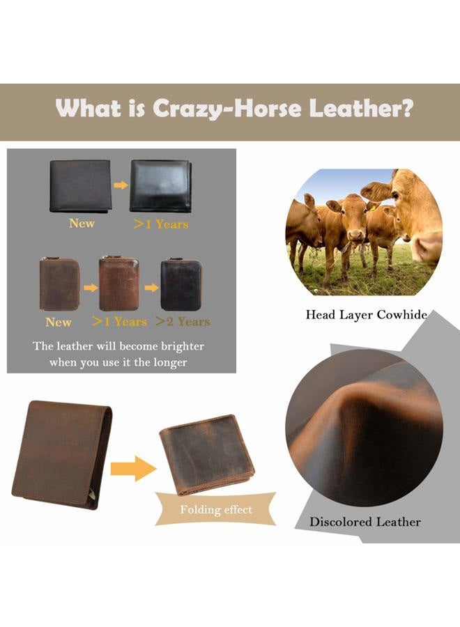 HRS Men's RFID Blocking Vintage Italian Genuine Leather Slim Bifold Wallet Handmade - Image 3