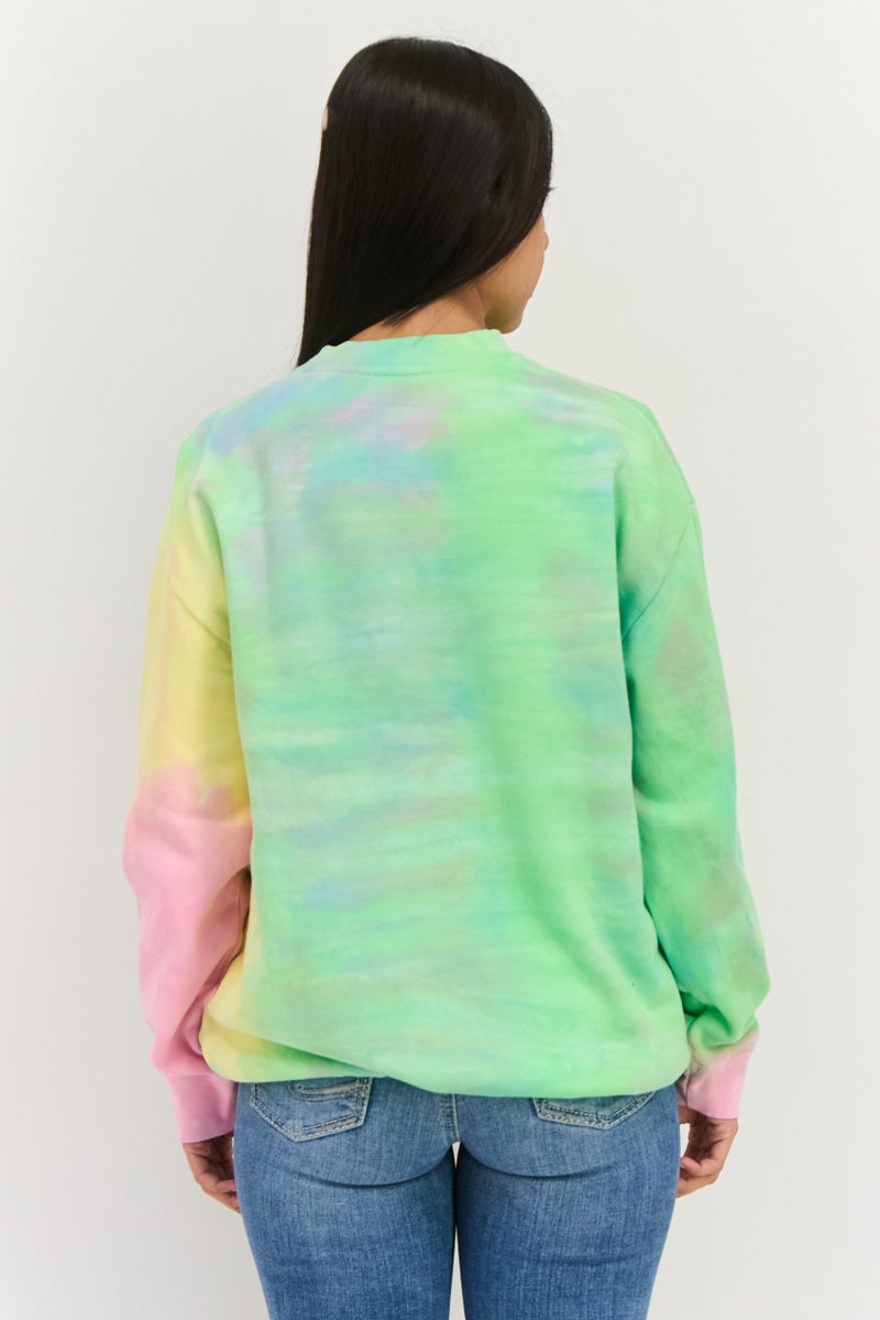 Misfit Women Crew Neck Tie Dye Print Long Sleeves Sweatshirt, Multicolor - Image 3