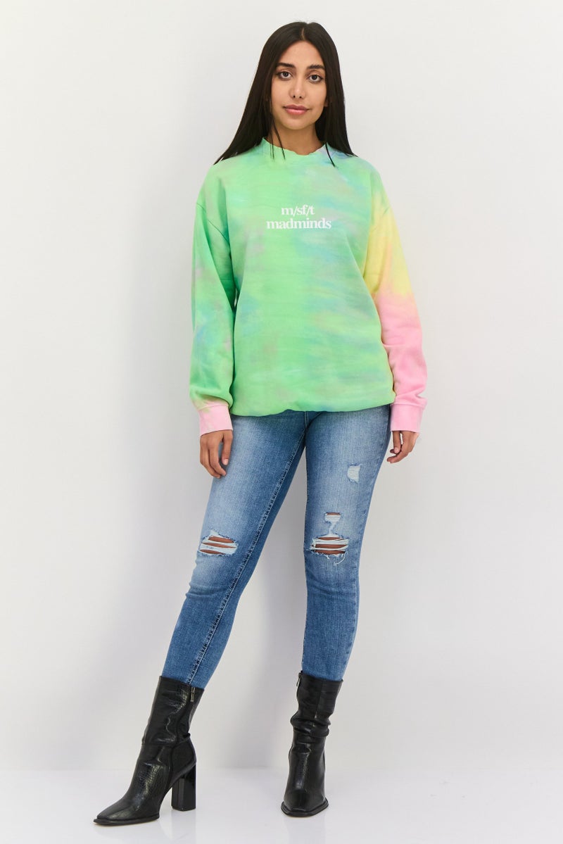 Misfit Women Crew Neck Tie Dye Print Long Sleeves Sweatshirt, Multicolor - Image 4