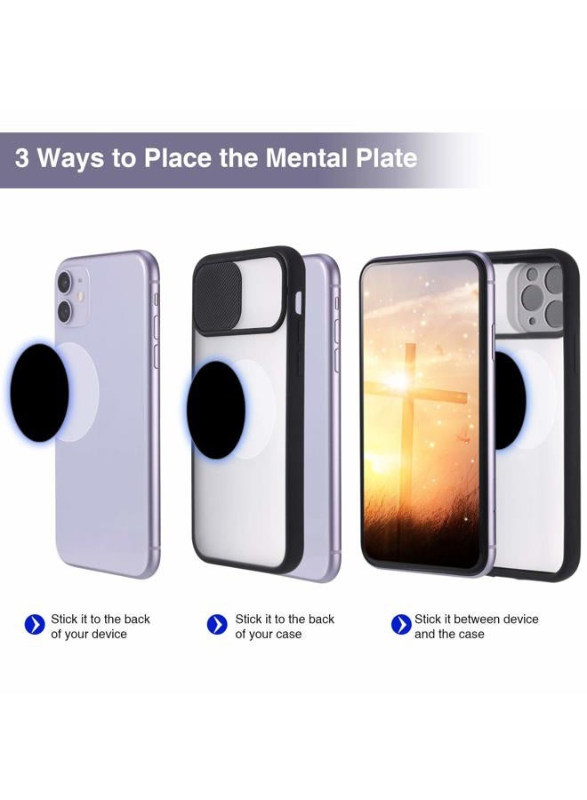 Weewooday 24 Pieces Replacement Mount Metal Plates Universal Metal Plate for All Magnetic Car Mounts, Cell Phone, Tablet Holder, 12 Rectangle and 12 Round (Black) - Image 3