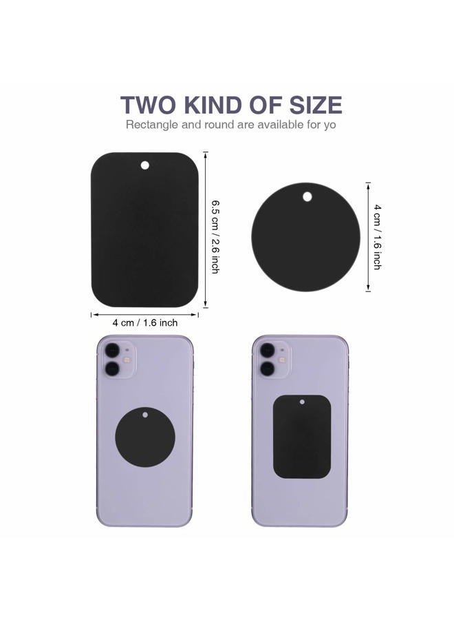 Weewooday 24 Pieces Replacement Mount Metal Plates Universal Metal Plate for All Magnetic Car Mounts, Cell Phone, Tablet Holder, 12 Rectangle and 12 Round (Black) - Image 2