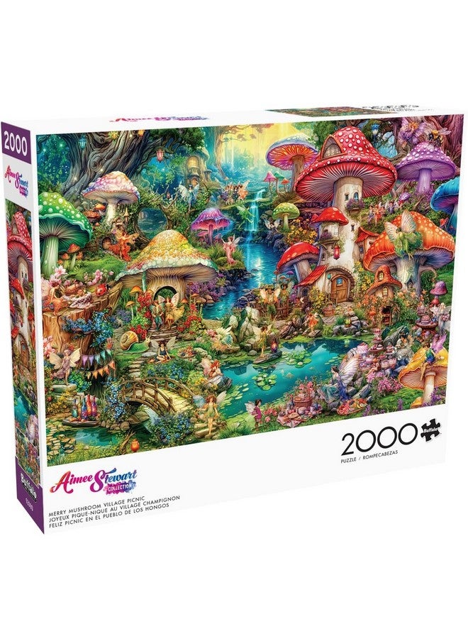 Buffalo Games - Aimee Stewart - Merry Mushroom Village Picnic - 2000 Piece Jigsaw Puzzle for Adults Challenging Puzzle Perfect for Game Nights - Finished Size is 38.50 x 26.50 - Image 1