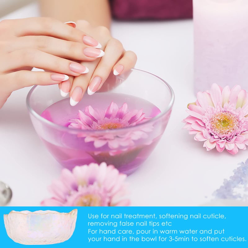 SOONHUA Glass Nail Soaking Bowl, Finger Soaking Spa Bowl, Nail Art Remover Soak Soaker Treatment Bowl, Nail Art Tips Bowl for Fingernail Toenail Caring Polish Removal - Image 3