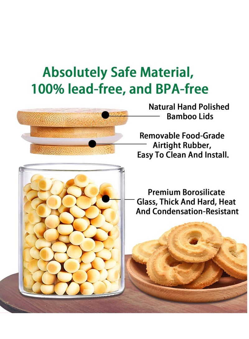 ميكسد 12 علبة علبة من الزجاج ، 250 مل جرة التوابل مع غطاء من الخيزران ، والزجاج الشفاف حاوية تخزين المواد الغذائية - Image 2