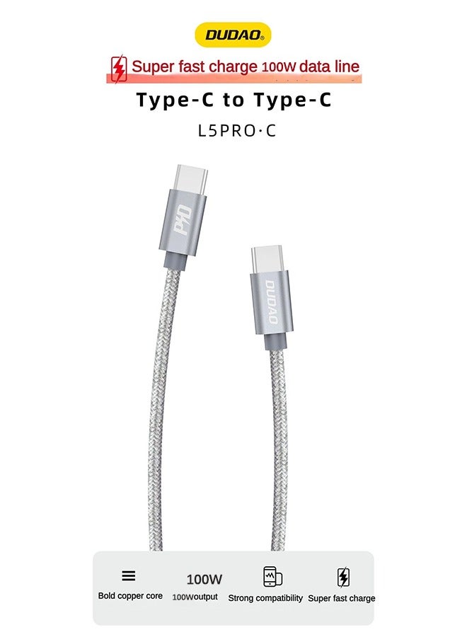 دوداو كابل شحن سريع بقوة 100 واط، كابل Type-C، شاحن سريع، إخراج فعال، كابل مضفر متين، شحن فائق السرعة USB-C إلى USB-C - Image 4