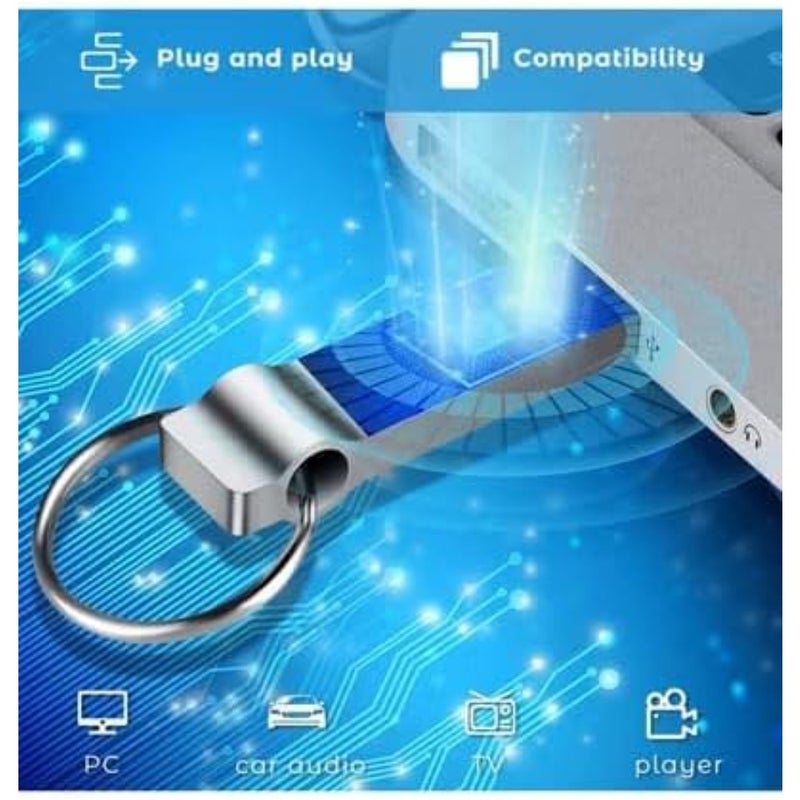 محرك فلاش USB سعة 512 جيجابايت للكمبيوتر/الكمبيوتر المحمول/الكمبيوتر اللوحي، جسم معدني مقاوم للماء، أسود، USB 3.0 عالي السرعة مع حلقة مفاتيح - Image 5