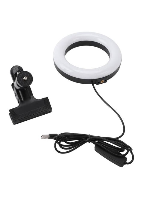 Clip On Ring Light 3 Light Modes Brightness Adjustable USB Powered Small Portable Ring Light with Clip for Laptop Video Conference