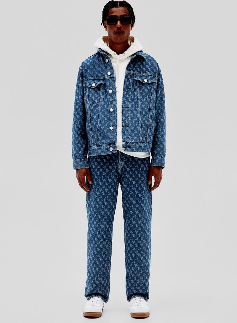 H&M Printed Denim Jacket