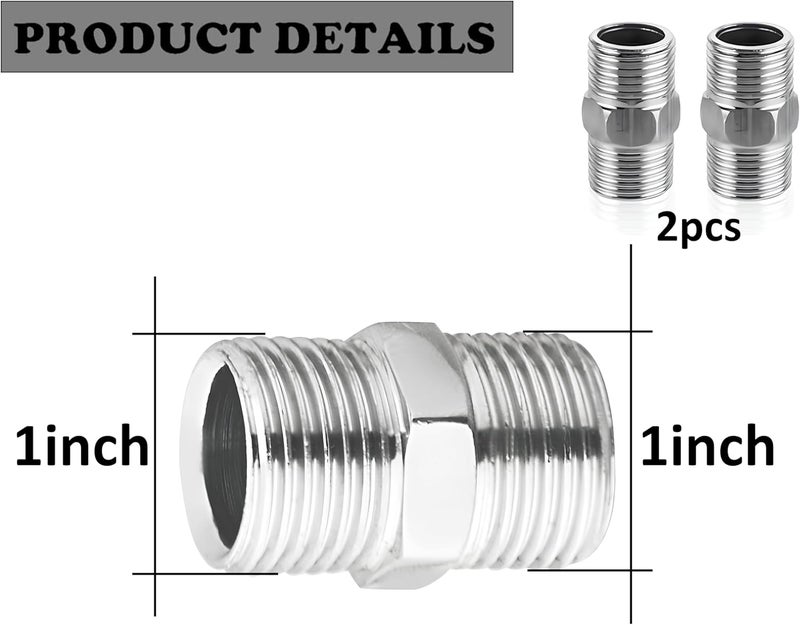 Royal Apex 2pcs CP Hex Nipple – Galvanized Male Threaded Pipe Connector Easy Wrench Installation for Plumbing, Irrigation & Industrial Use (1 inch X 1 inch) - Image 2