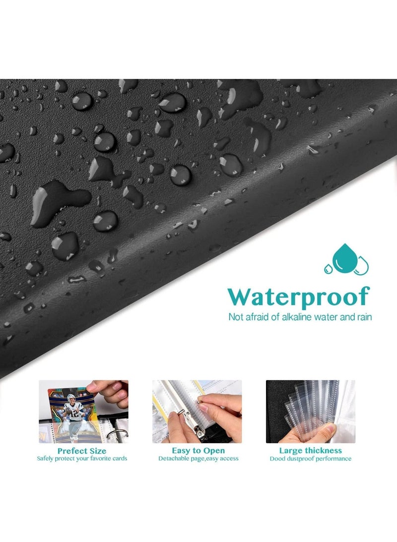 حافظة بطاقات بسعة 900 بطاقة مع 9 جيوب، متوافقة مع بطاقات التداول، علبة تخزين مزودة بصفحات قابلة للإزالة لبطاقات الرياضة مثل كرة القدم والبيسبول ومجموعات البطاقات المختلفة – لون أسود. - Image 4