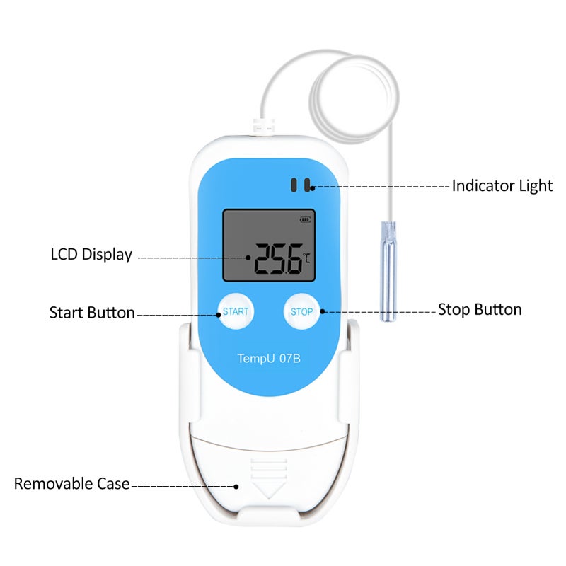 Temperature and Humidity Recorder White & Blue Multi-use High Accuracy Large Data Memory Portable Recorder - No Software Needed PDF Report Generation LCD Display Recorder for Indoor Outdoor Environmen - Image 2